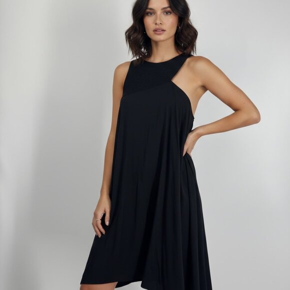 Anthropologie Dresses & Skirts - Anthropologie Black Asymmetrical Geometric Neckline Mini Dress - 10P